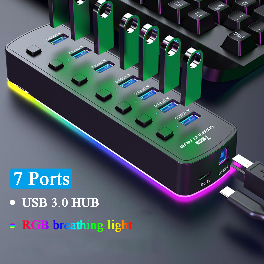 Esports Gaming Splitter - Hub USB 3,0 RGB, adaptador de