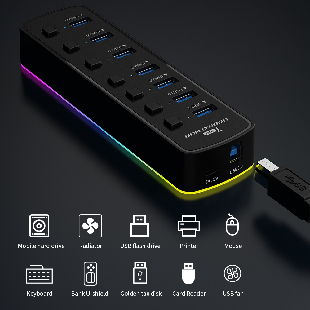 Hub USB 3,0 RGB, adaptador de  - Esports Gaming Splitter reseña y precio